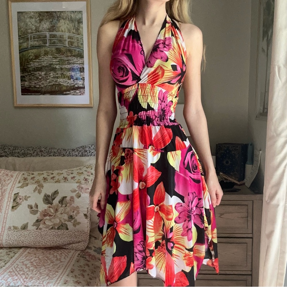 Floral Halter Dress - Picture 2 of 4